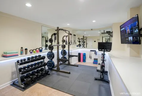 a view of a room with gym equipment