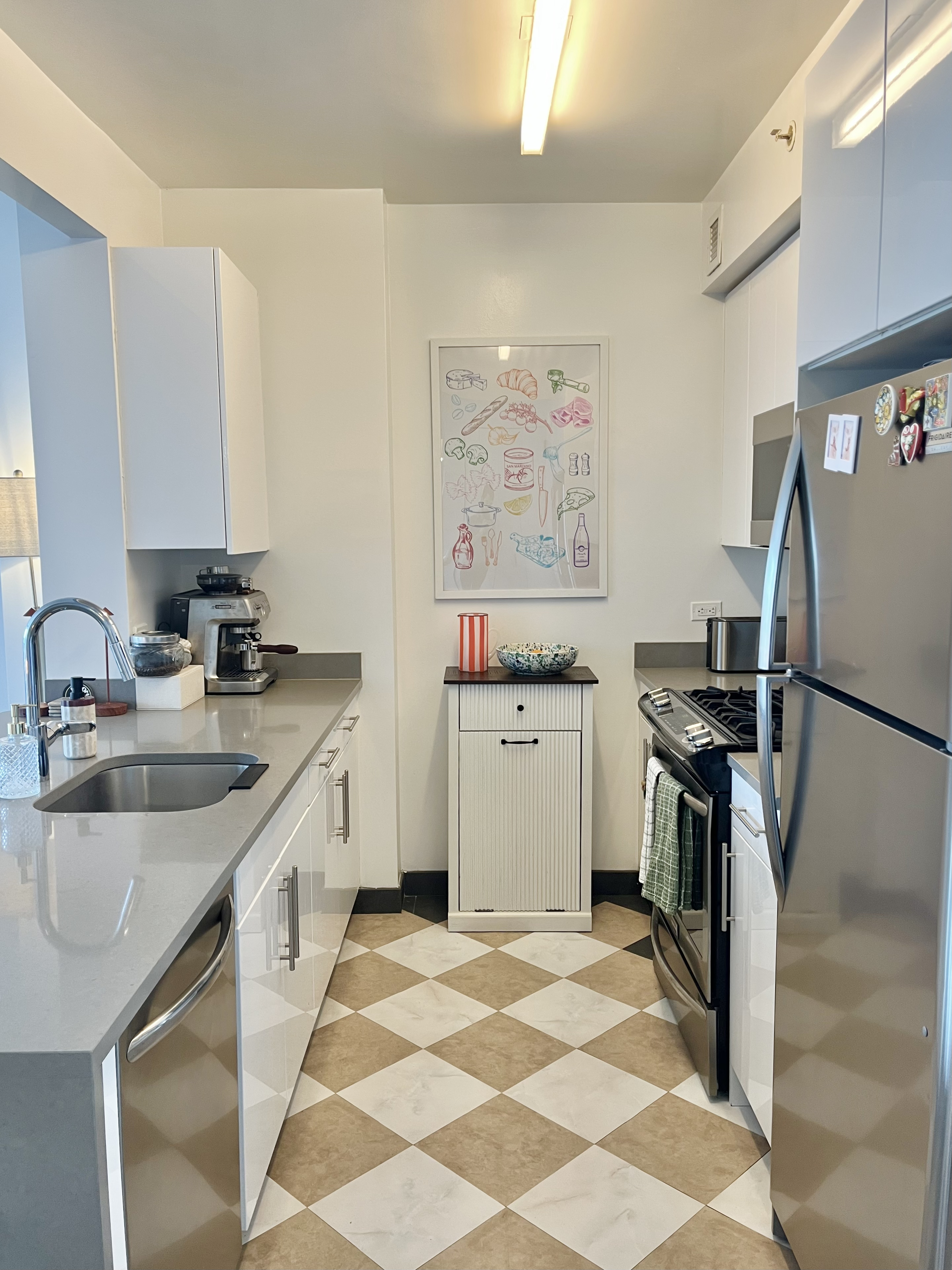 606 West 57th Street, Unit 1612 Manhattan, NY 10019 - Photo 3 of 18 a kitchen with a sink stove and refrigerator