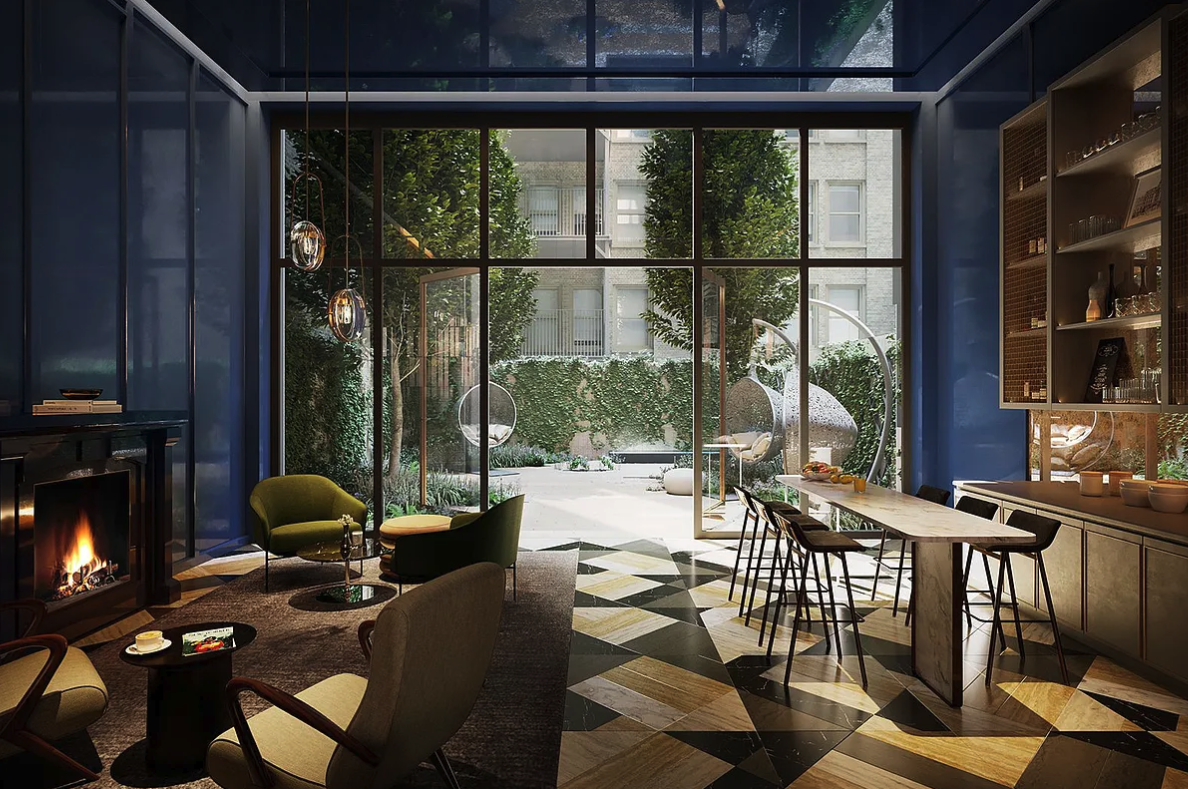 30 East 29th Street, Unit 36D Manhattan, NY 10016 - Photo 10 of 13 a living room with furniture and a floor to ceiling window