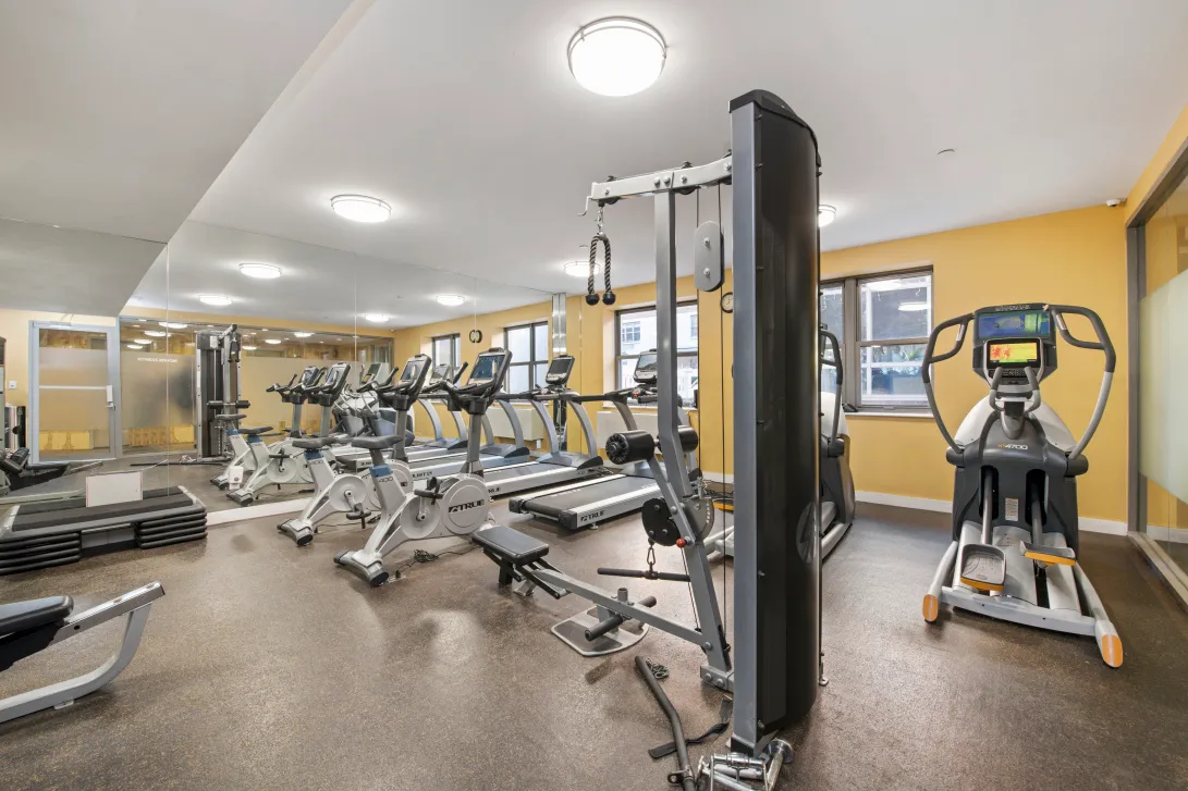 a view of a room with gym equipment
