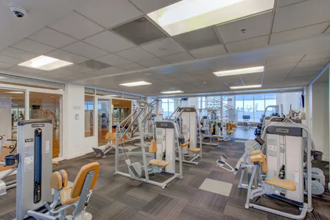 a view of a room with gym equipment