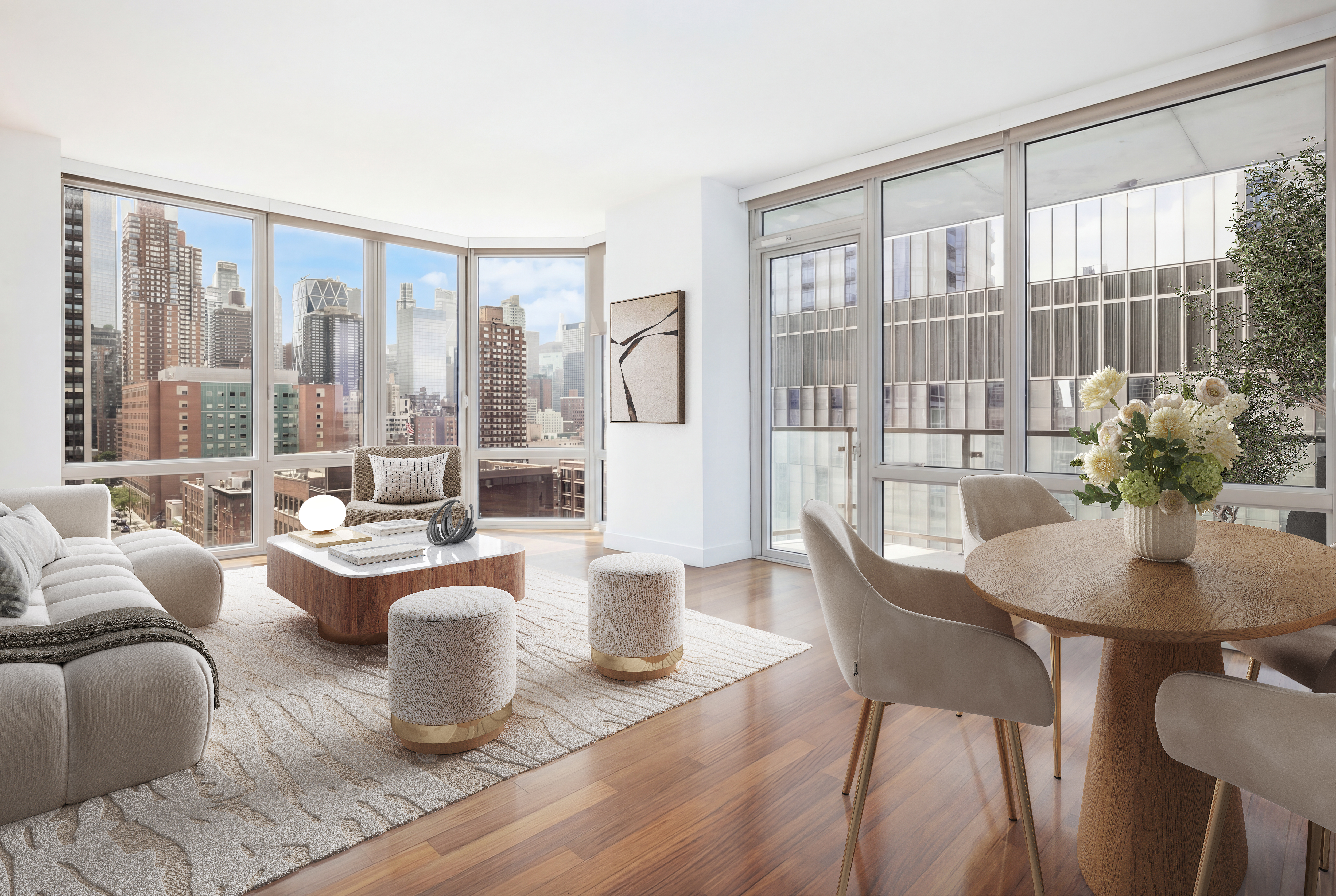 10 West End Avenue, Unit 21D Manhattan, NY 10023 - Photo 2 of 13 a dining room with furniture and wooden floor