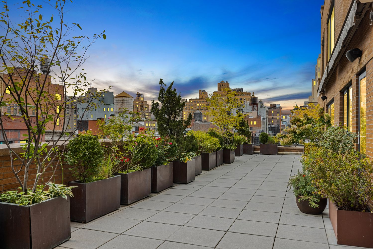 a balcony with a city view