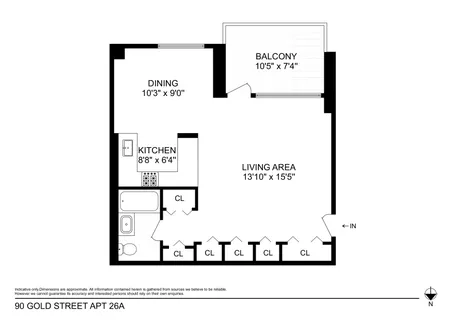 $495,000 | 90 Gold Street, Unit 26A | Financial District