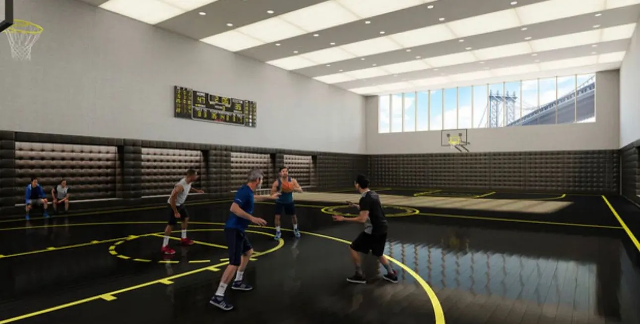 a living room with furniture kitchen view and a chandelier