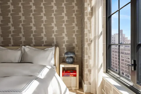 a workspace with furniture