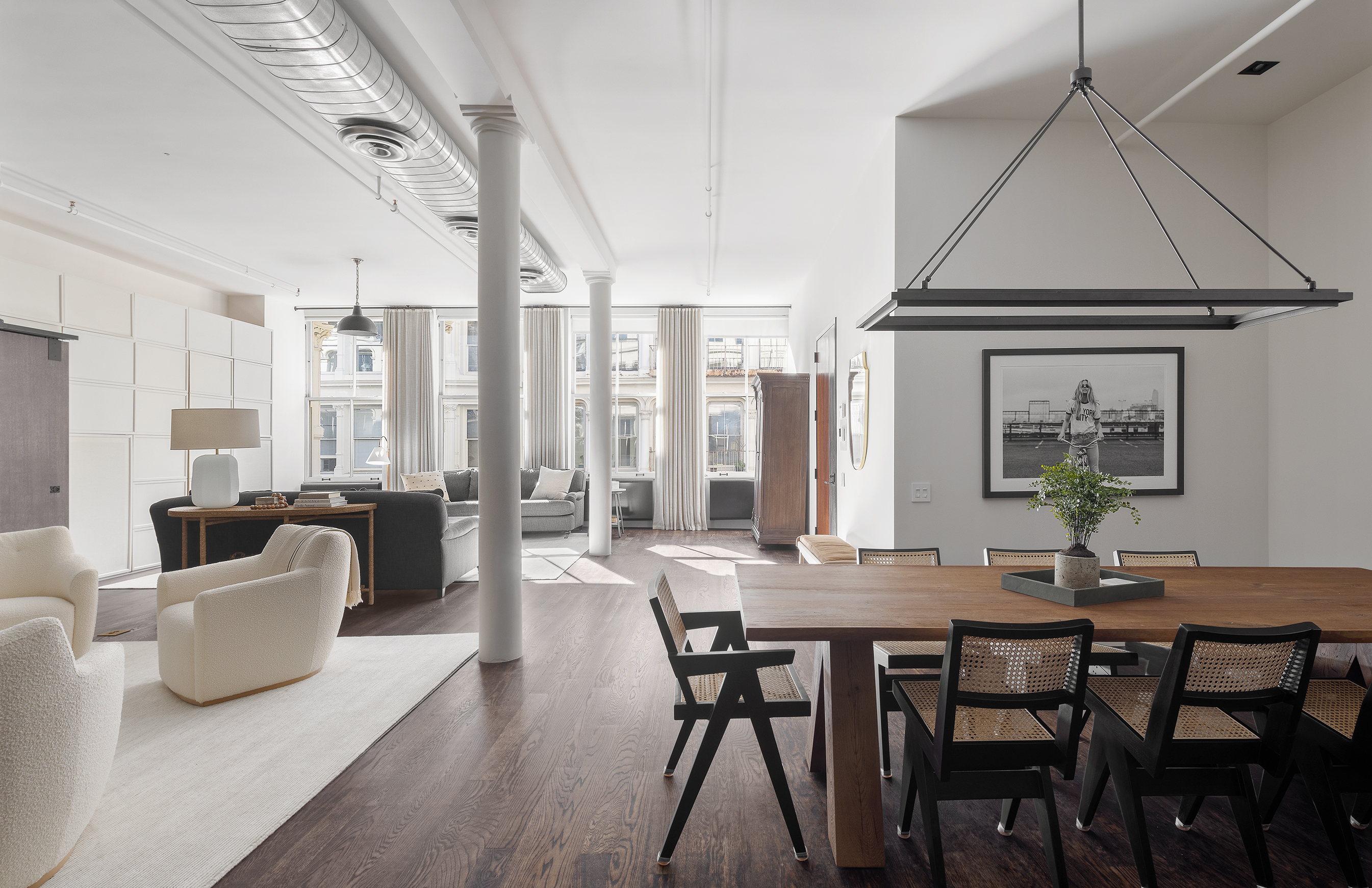 20 Greene Street, Unit 4B Manhattan, NY 10013 - Photo 1 of 13 a view of a dining room with furniture window and outside view