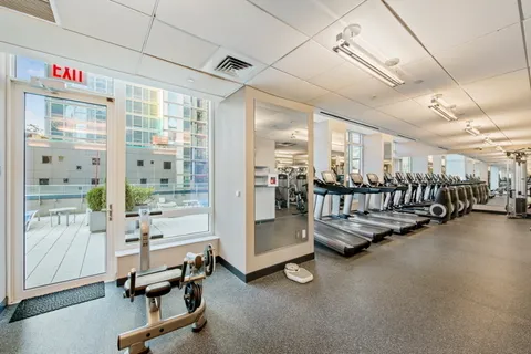 a view of a room with gym equipment