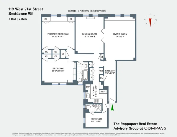 $2,350,000 | 119 West 71st Street, Unit 9B | Upper West Side