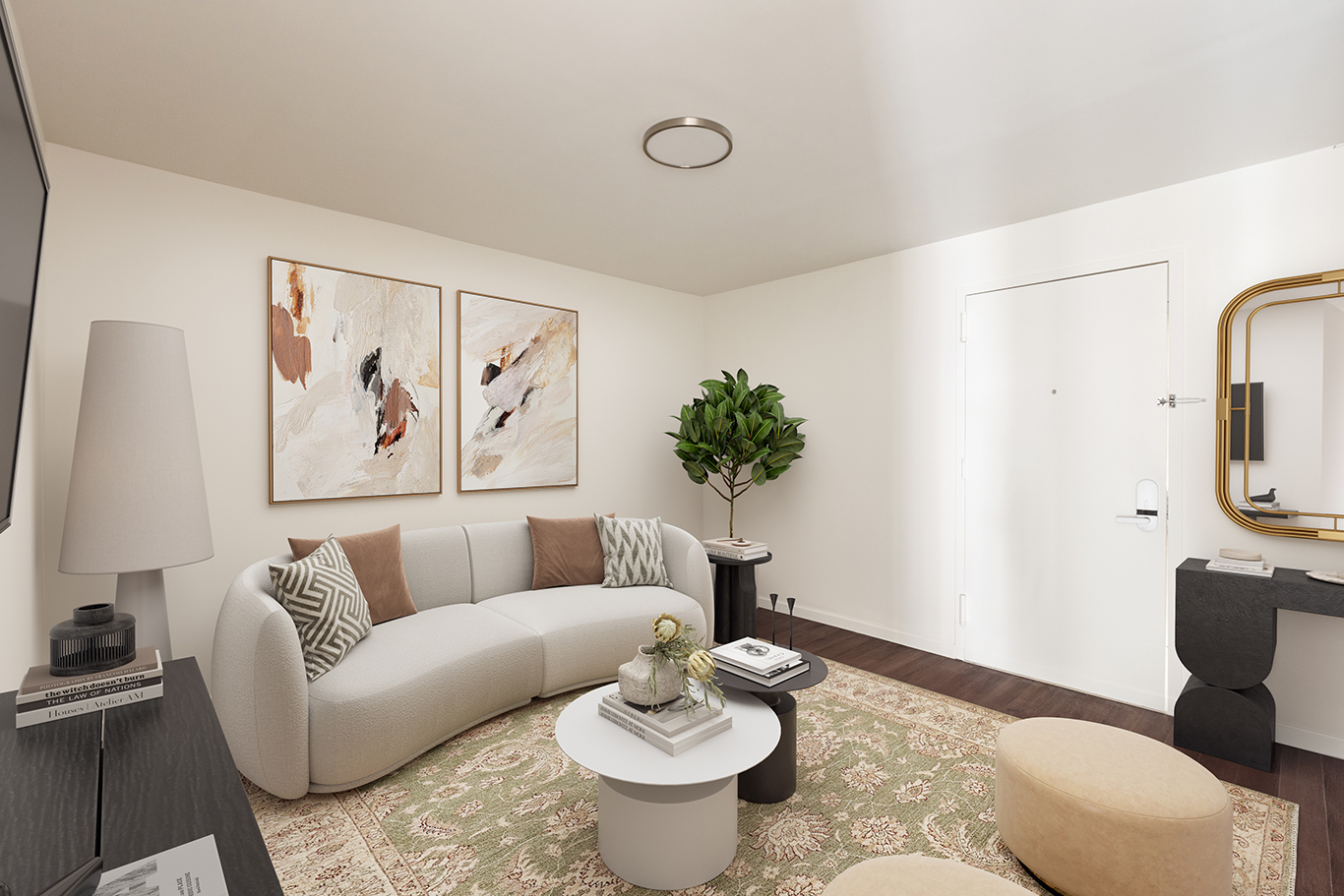 194 East 2nd Street, Unit 2C Manhattan, NY 10009 - Photo 2 of 17 a living room with furniture and a potted plant