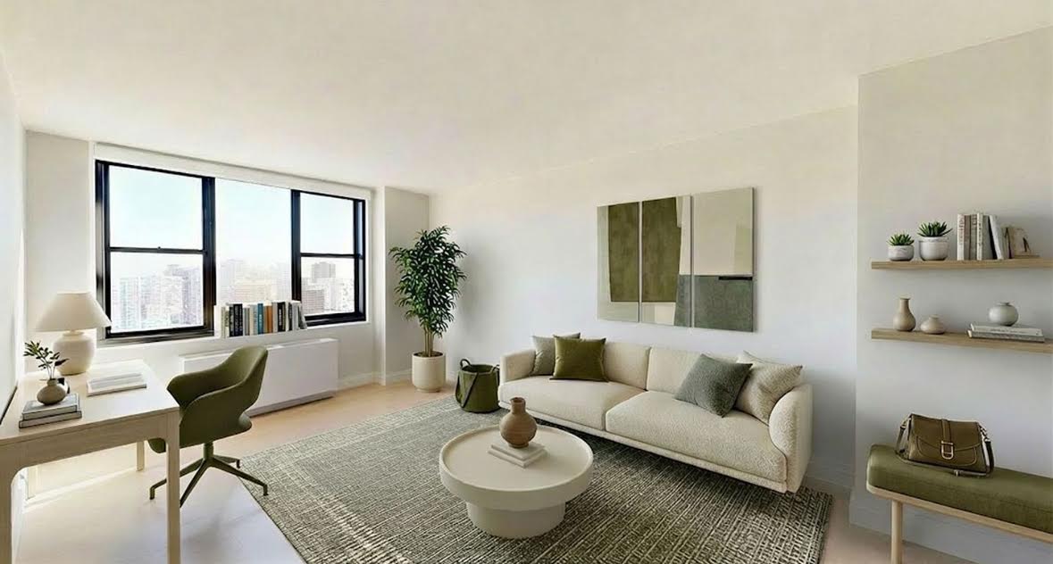 155 East 29th Street, Unit 7D Manhattan, NY 10016 - Photo 1 of 8 a living room with furniture and a large window