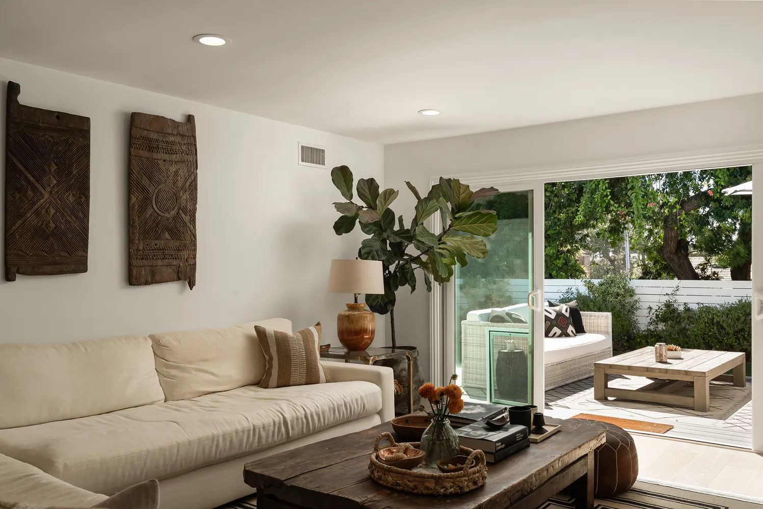 a living room with furniture