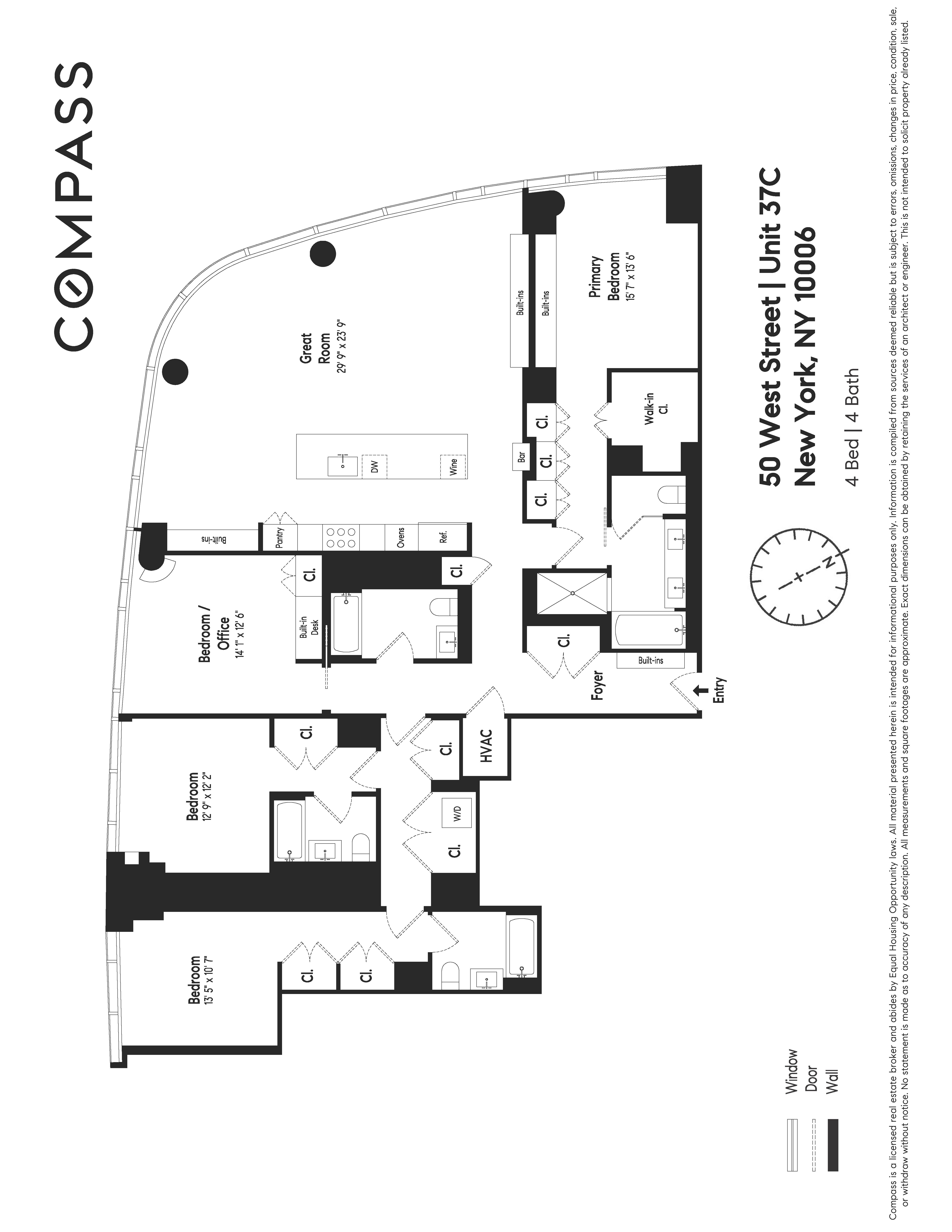 50 West Street, Unit 37C Manhattan, NY 10006 - Photo 43 of 43 a picture of a floor plan