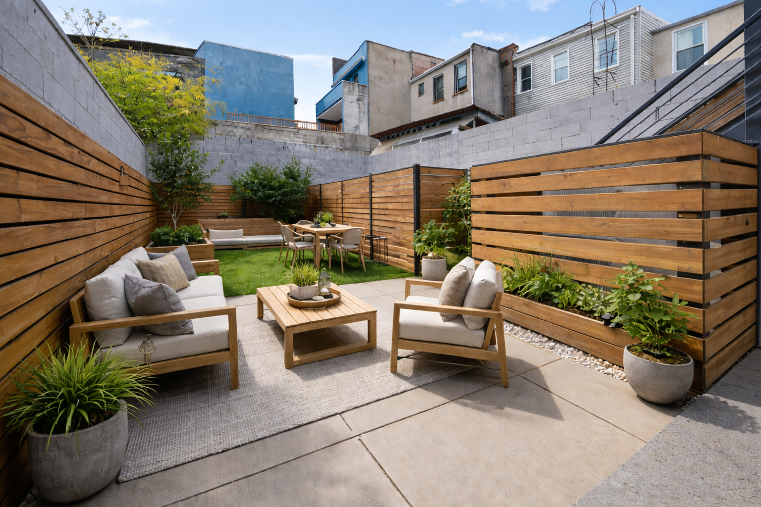 800 Dean Street, Unit GARDEN Brooklyn, NY 11238 - Photo 9 of 11 a view of a patio with couches table and chairs and potted plants