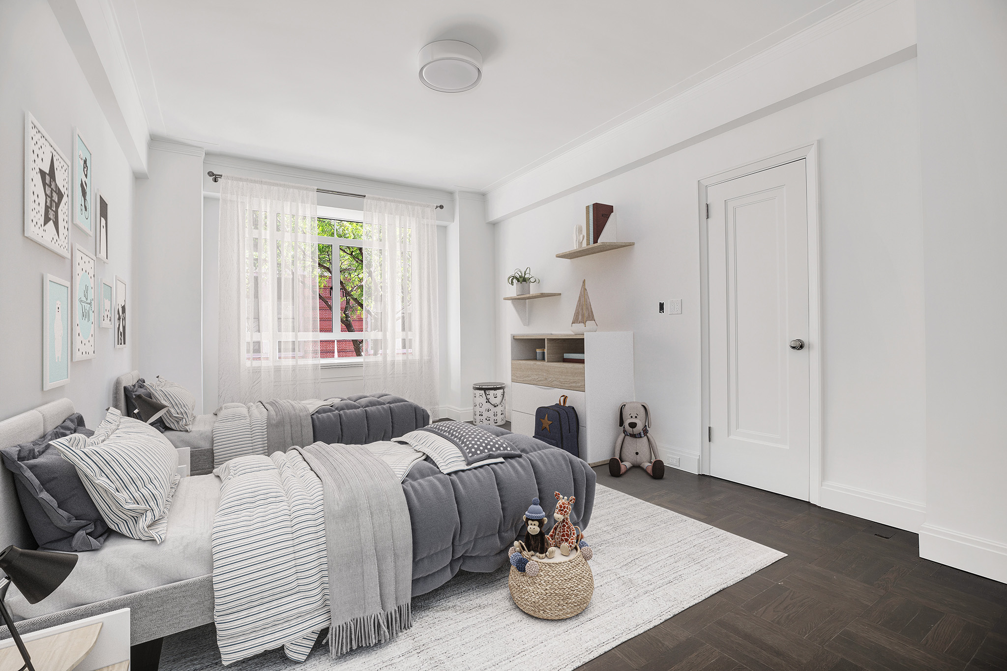 25 Central Park West, Unit 2Q Manhattan, NY 10023 - Photo 7 of 12 a bedroom with a bed and wooden floor