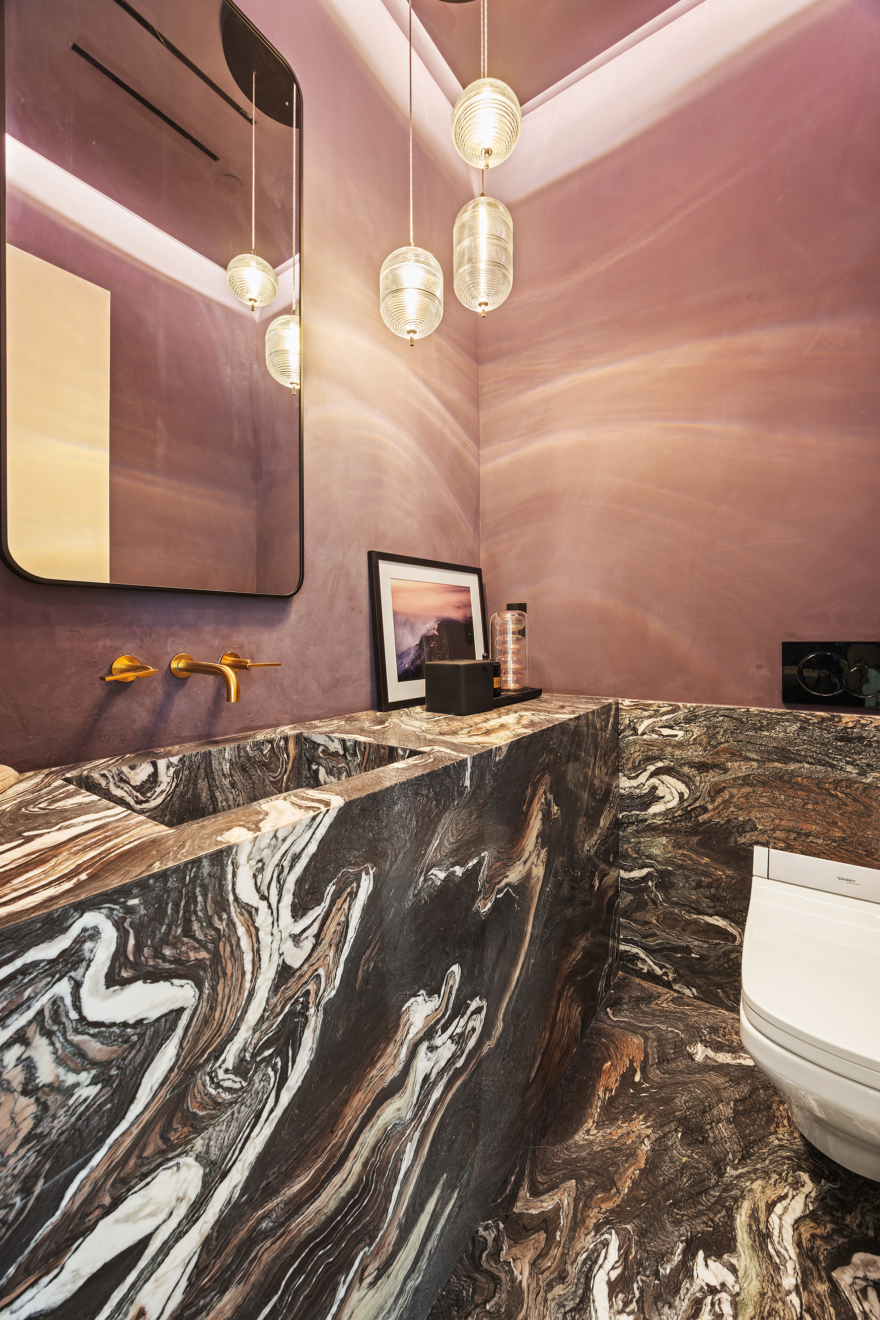 1 Great Jones Alley, Unit 10 Manhattan, NY 10012 - Photo 28 of 41 a bathroom with a double vanity sink and a mirror