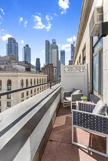 a balcony with city view