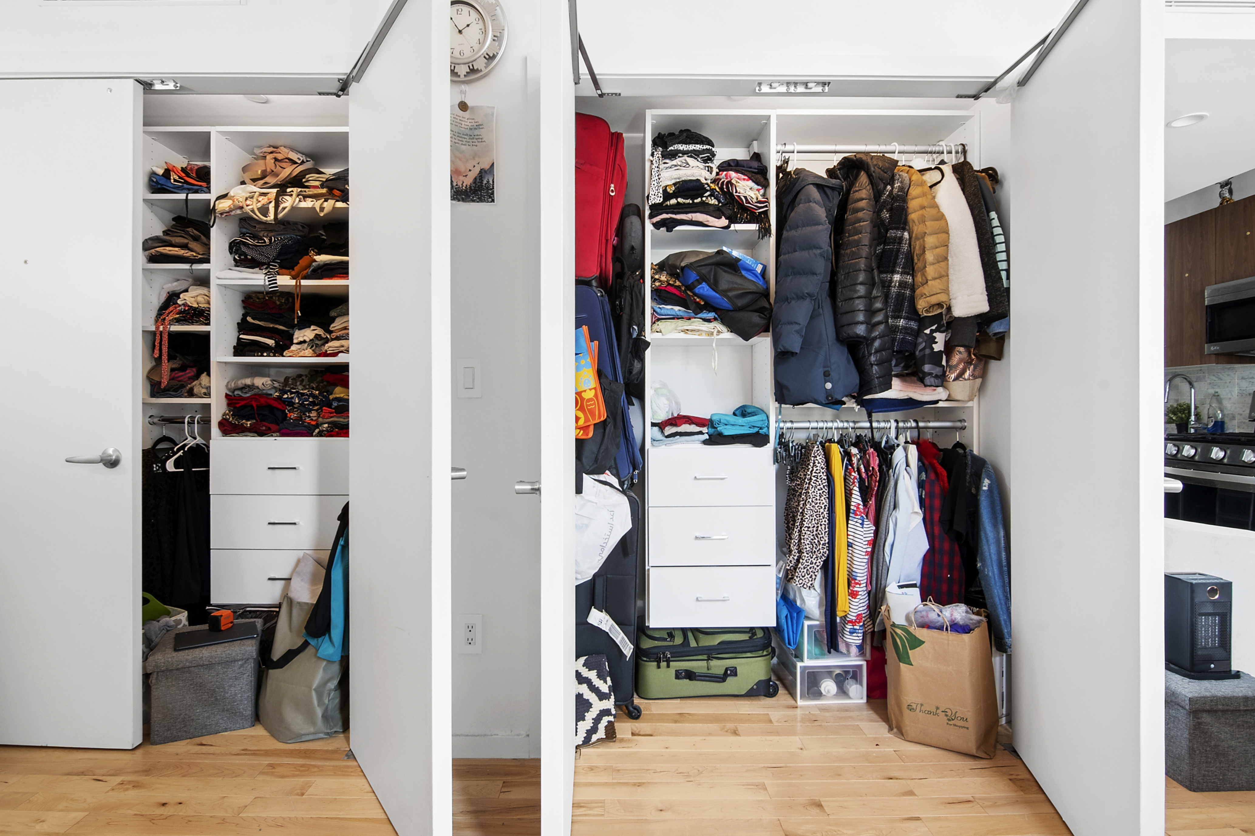 1064 Hancock Street, Unit 101 Brooklyn, NY 11221 - Photo 3 of 9 a view of walk in closet with clothes and shoes