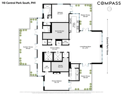 $19,995,000 | 110 Central Park South, Unit PH1 | Central Park South