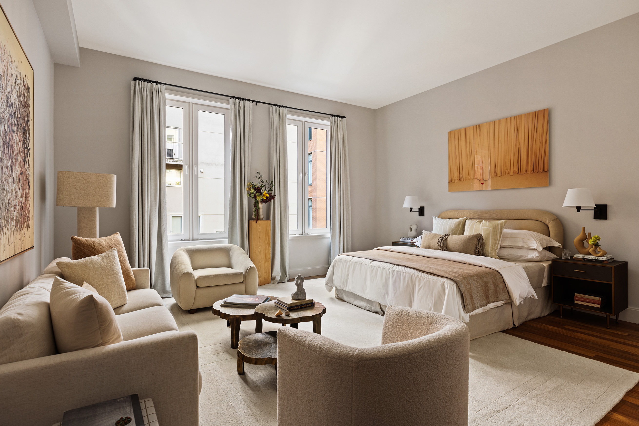 92 Laight Street, Unit 5E Manhattan, NY 10013 - Photo 16 of 26 a living room with furniture and a large window