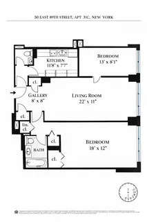 $1,050,000 | 50 East 89th Street, Unit 31C | Upper East Side
