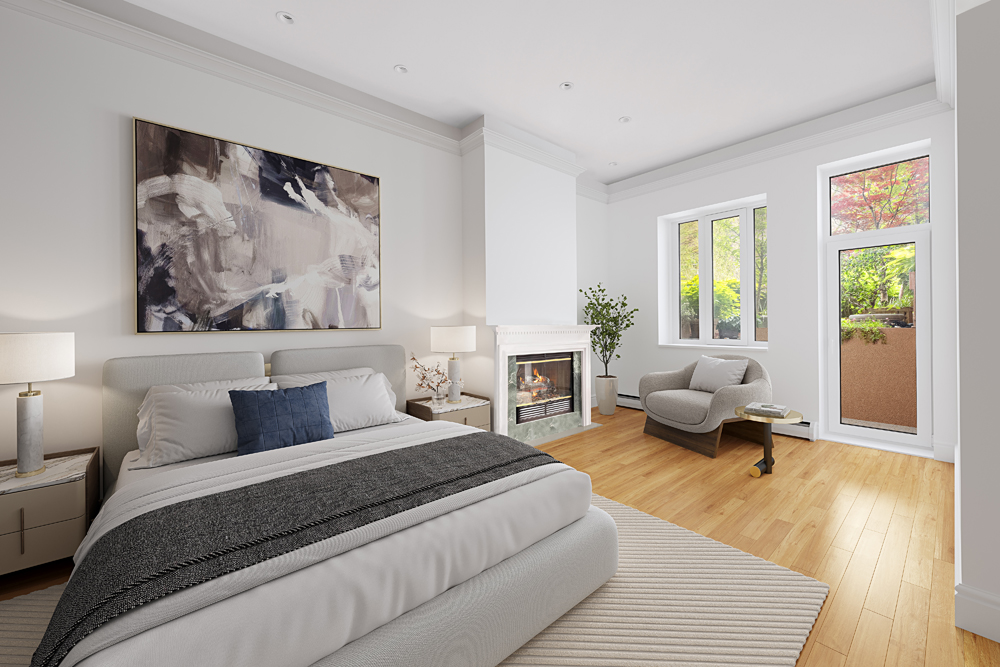 308 East 15th Street, Unit PARLOR Manhattan, NY 10003 - Photo 8 of 16 a spacious bedroom with a large bed couch and a window