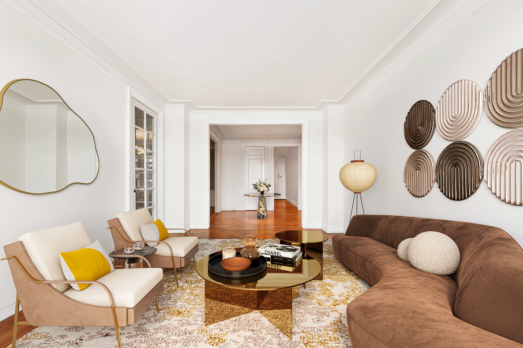 360 Riverside Drive, Unit 8A Manhattan, NY 10025 - Photo 2 of 20 a living room with furniture and a wooden floor