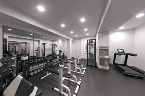 a view of a room with gym equipment