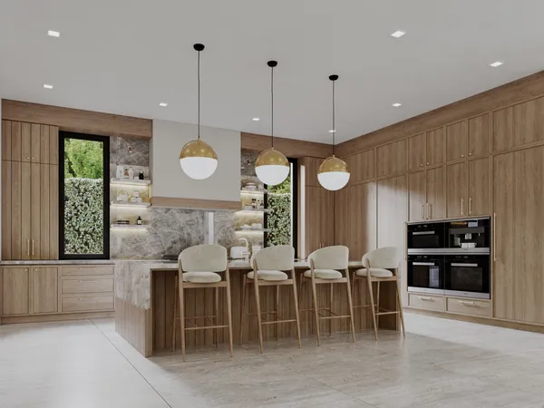 a kitchen with stainless steel appliances granite countertop a stove and a refrigerator