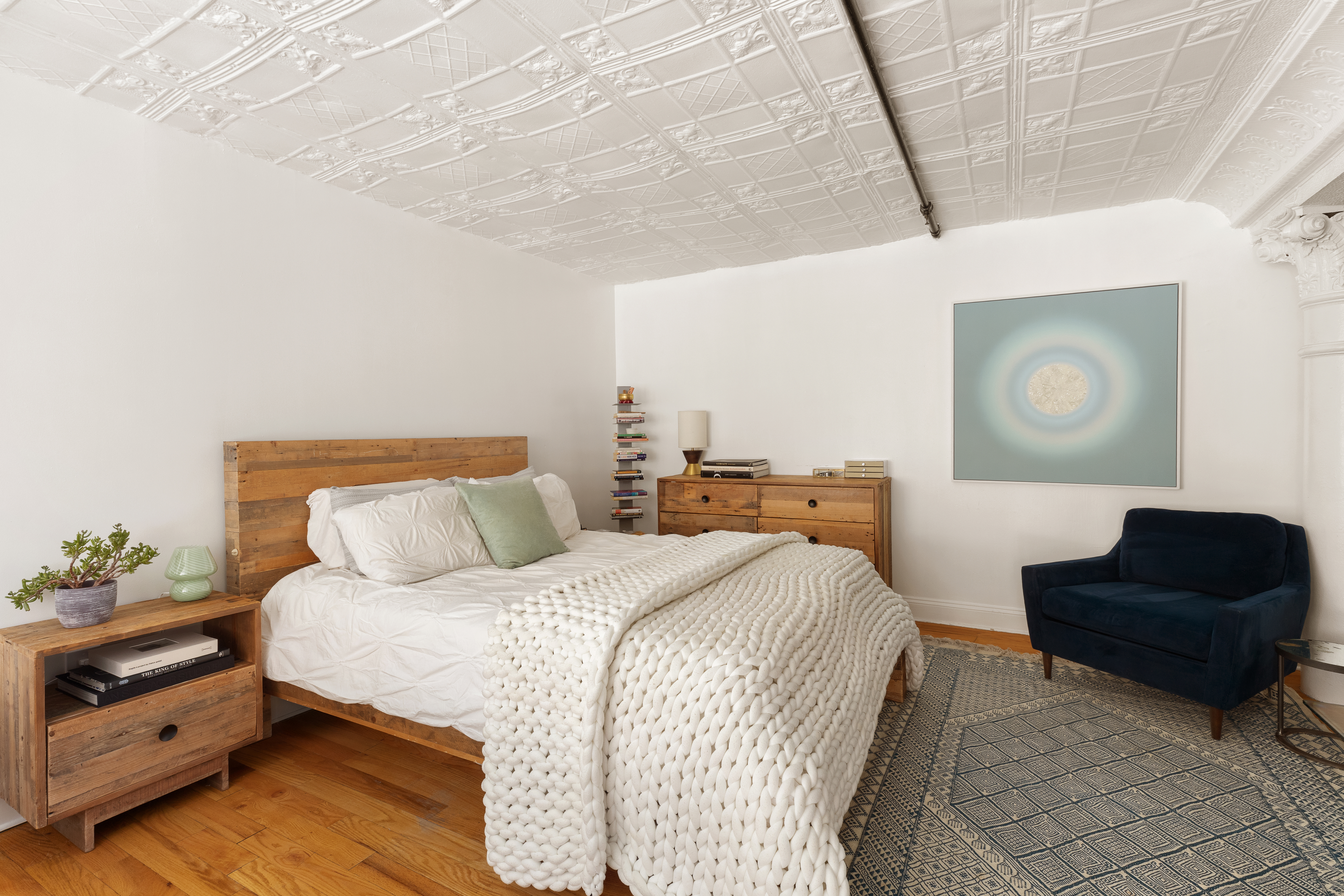 138 Broadway, Unit 1D Brooklyn, NY 11211 - Photo 6 of 9 a bedroom with a bed and a potted plant