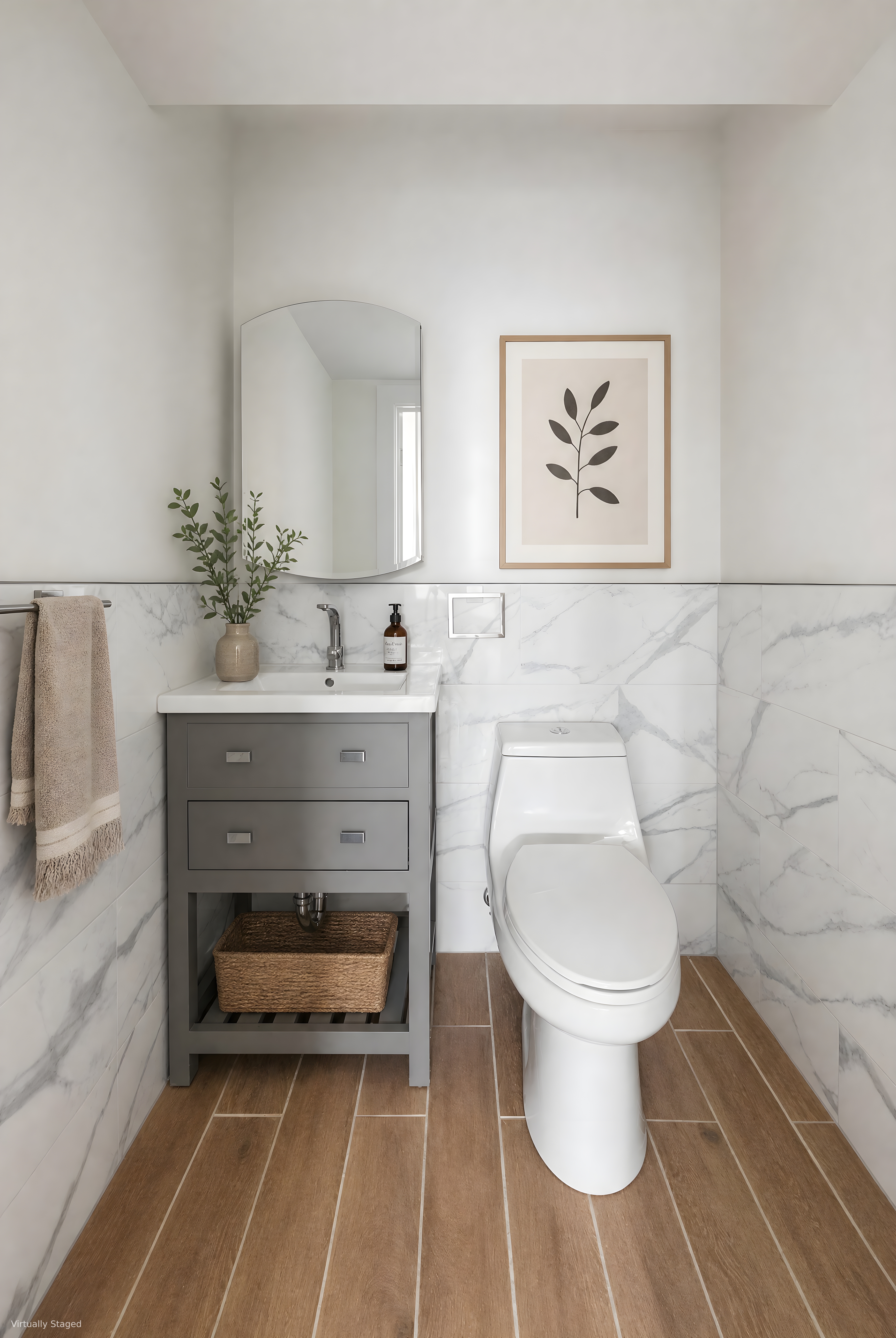 695 Monroe Street, Unit 1 Brooklyn, NY 11221 - Photo 12 of 15 a bathroom with a toilet sink and mirror