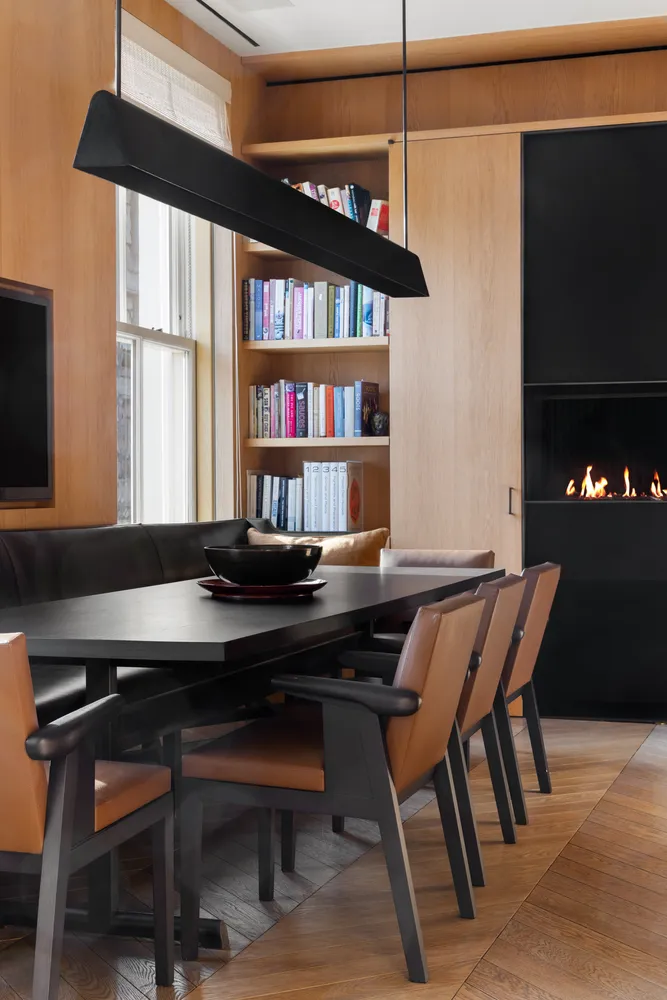 a table and chairs in a room