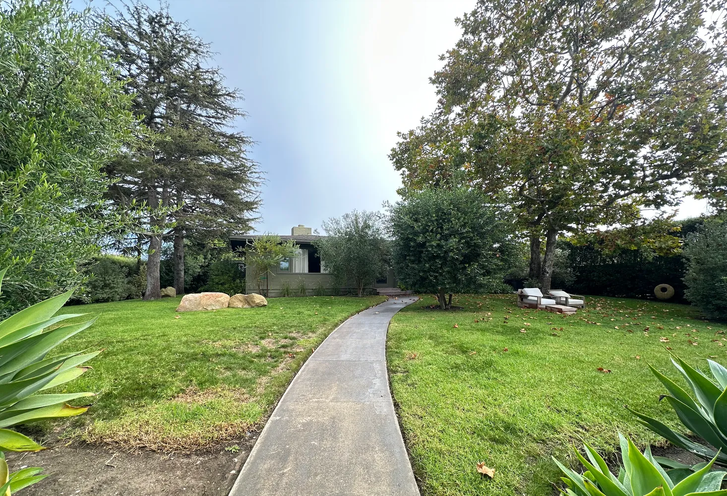 a view of a backyard with a garden