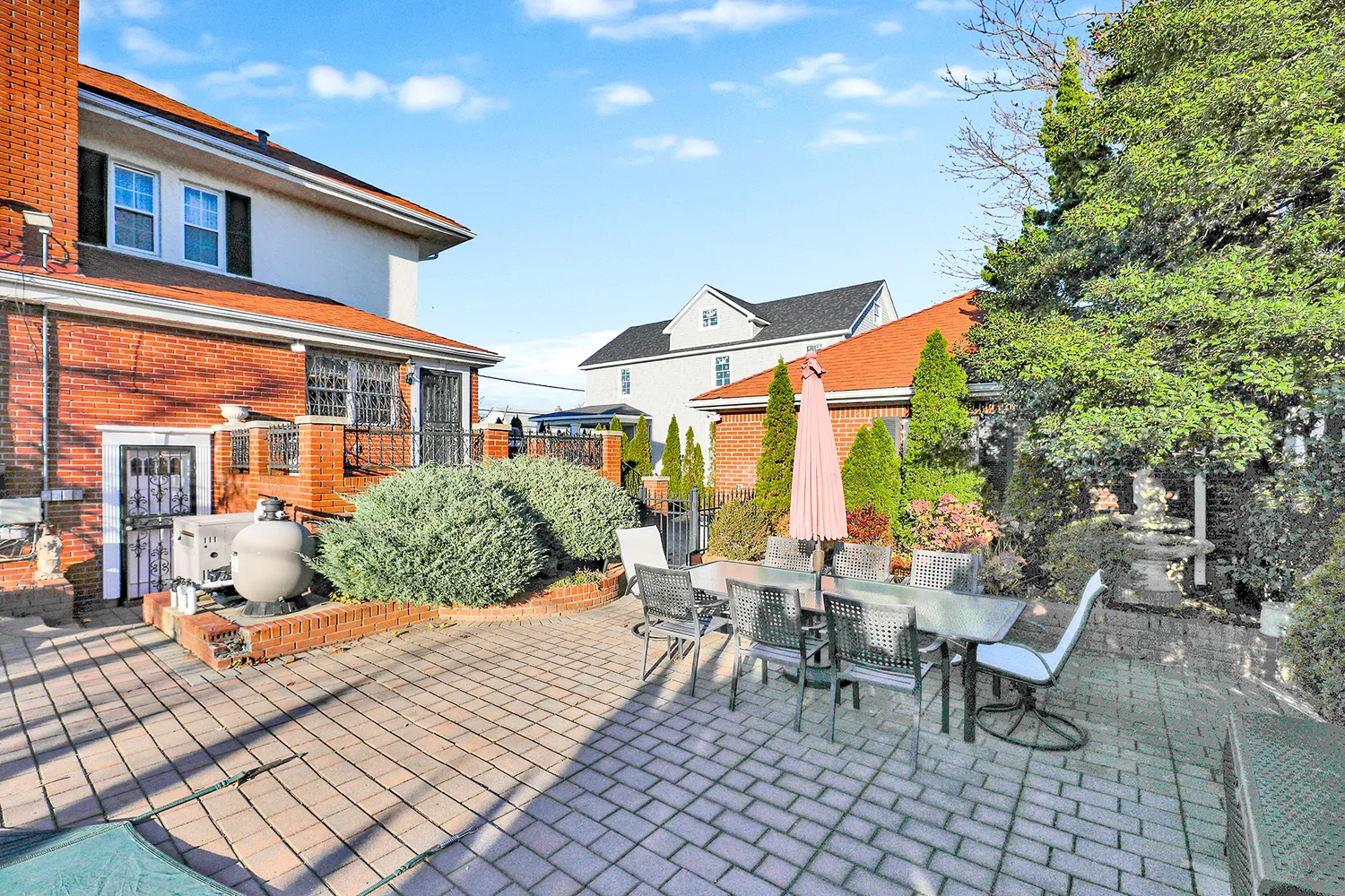 an aerial view of residential building and parking space