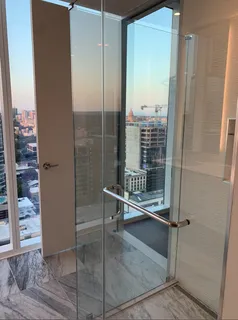 a bathroom with shower