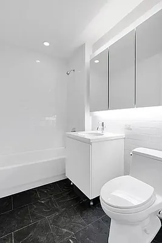 a bathroom with a sink a toilet and vanity