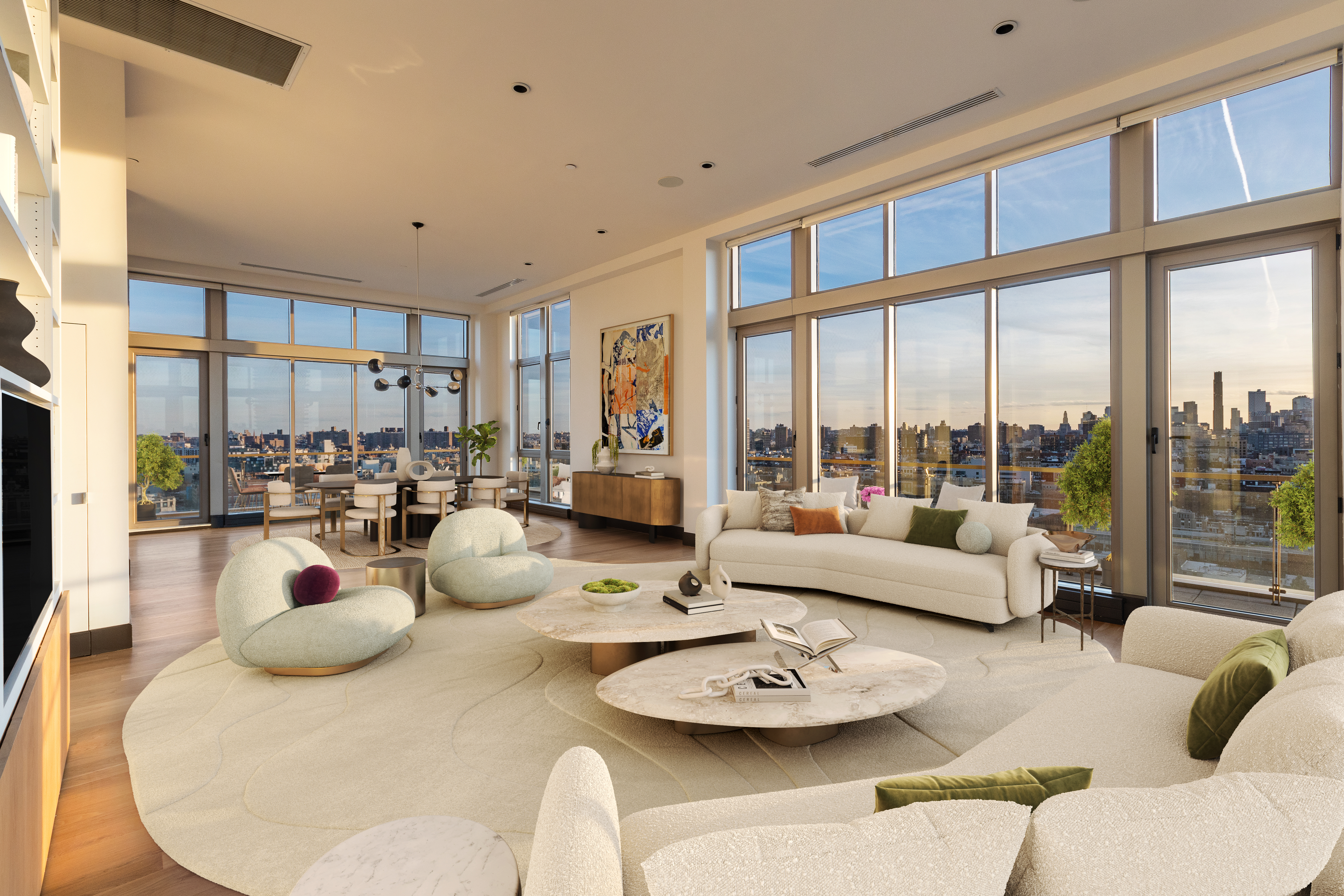 144 North 8th Street, Unit PH2 Brooklyn, NY 11249 - Photo 2 of 20 a living room with furniture and a large window