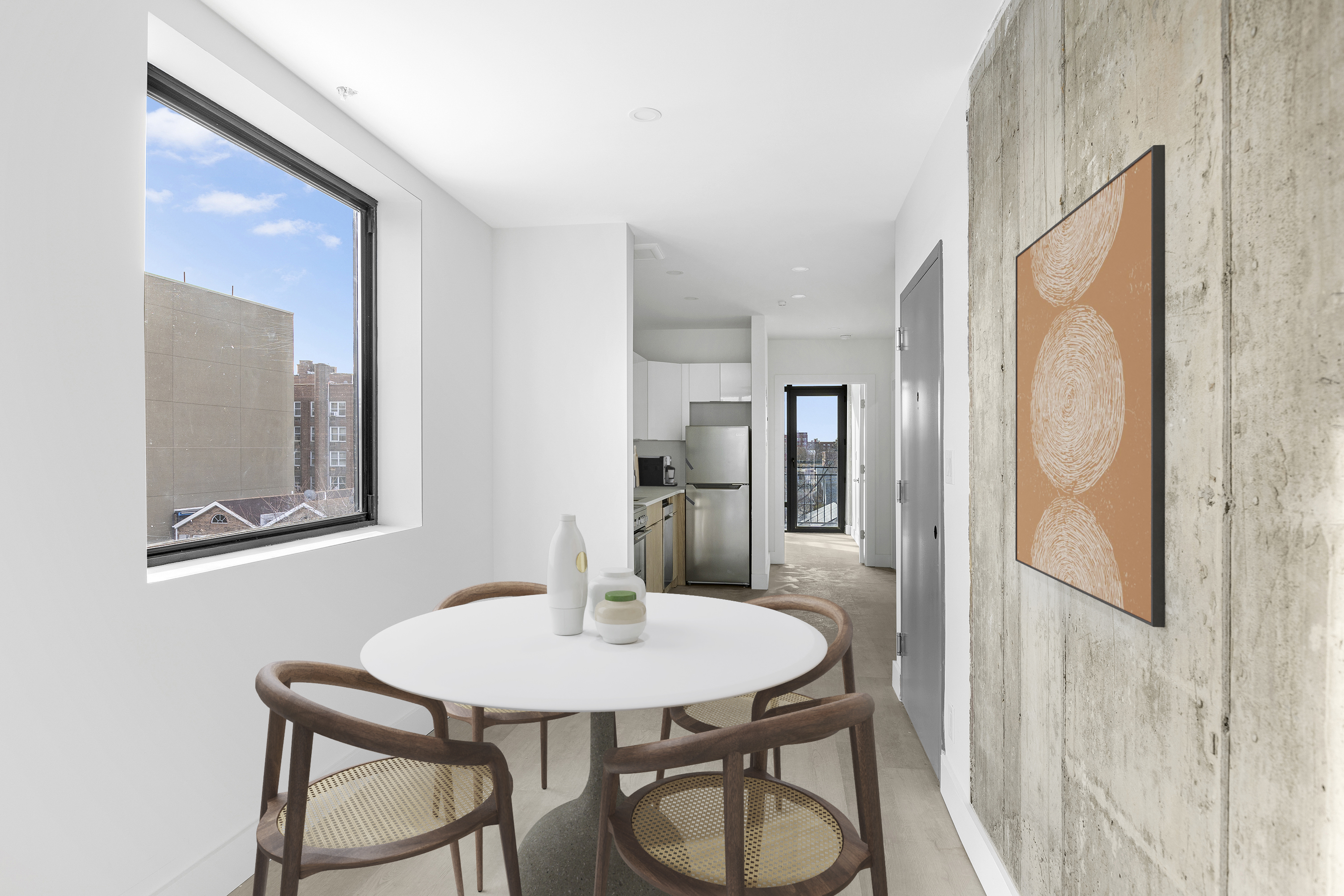 1463 New York Avenue, Unit 5B Brooklyn, NY 11210 - Photo 2 of 8 a view of a dining room with furniture and wooden floor