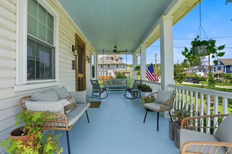 a outdoor living space with furniture