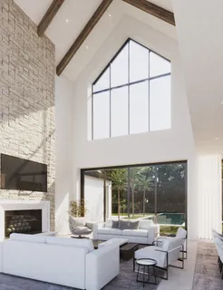 a living room with fireplace furniture and a flat screen tv