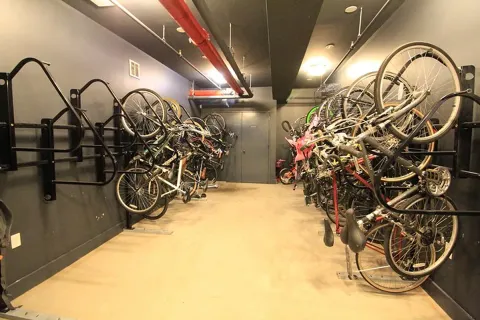 a view of a garage with a bike