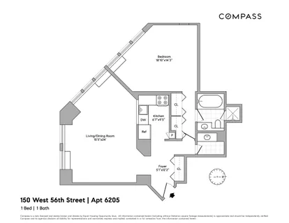 $1,300,000 | 150 West 56th Street, Unit 6205 | Theater District