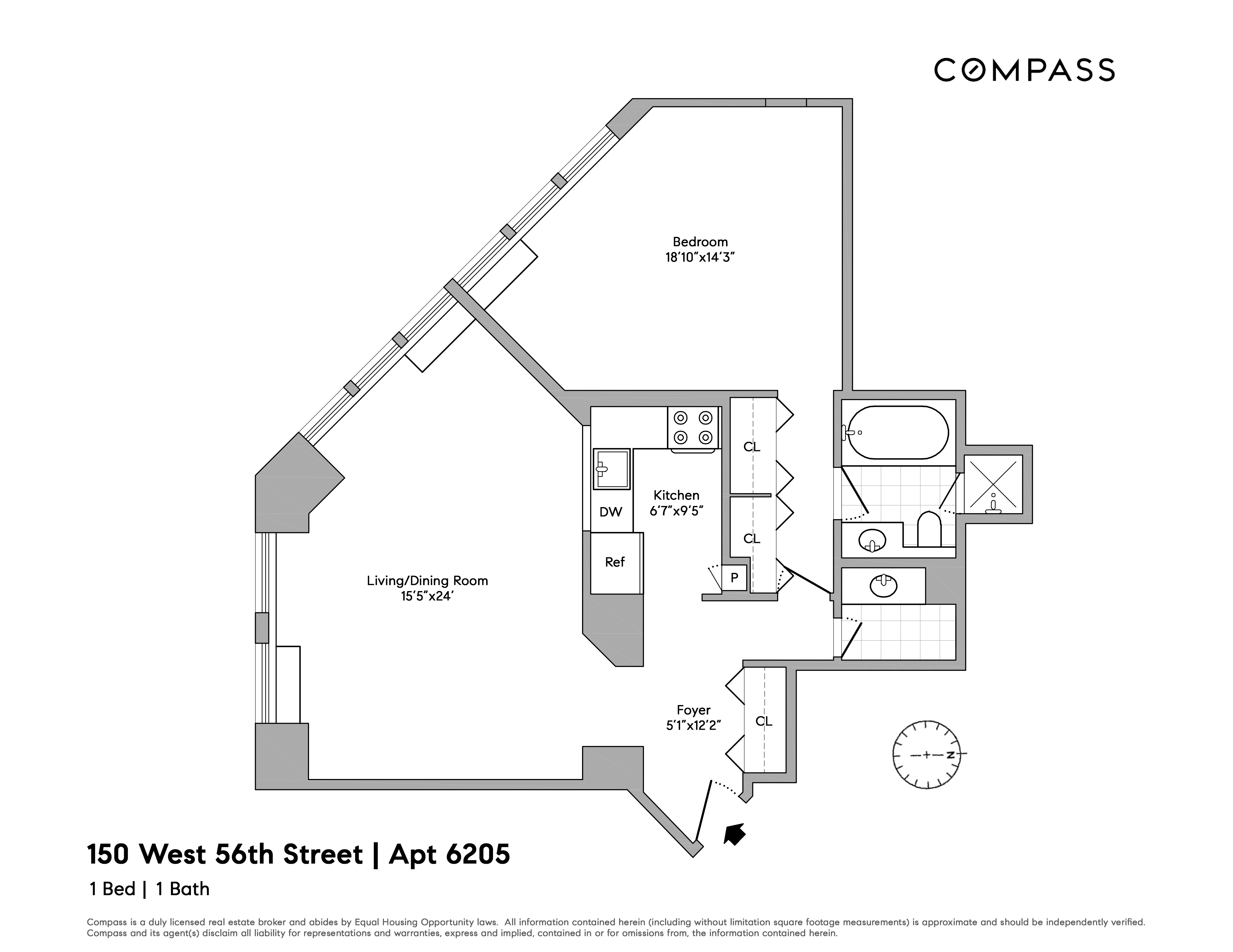 150 West 56th Street, Unit 6205 Manhattan, NY 10019 - Photo 6 of 6 a picture of a wall with a white wall and a painting