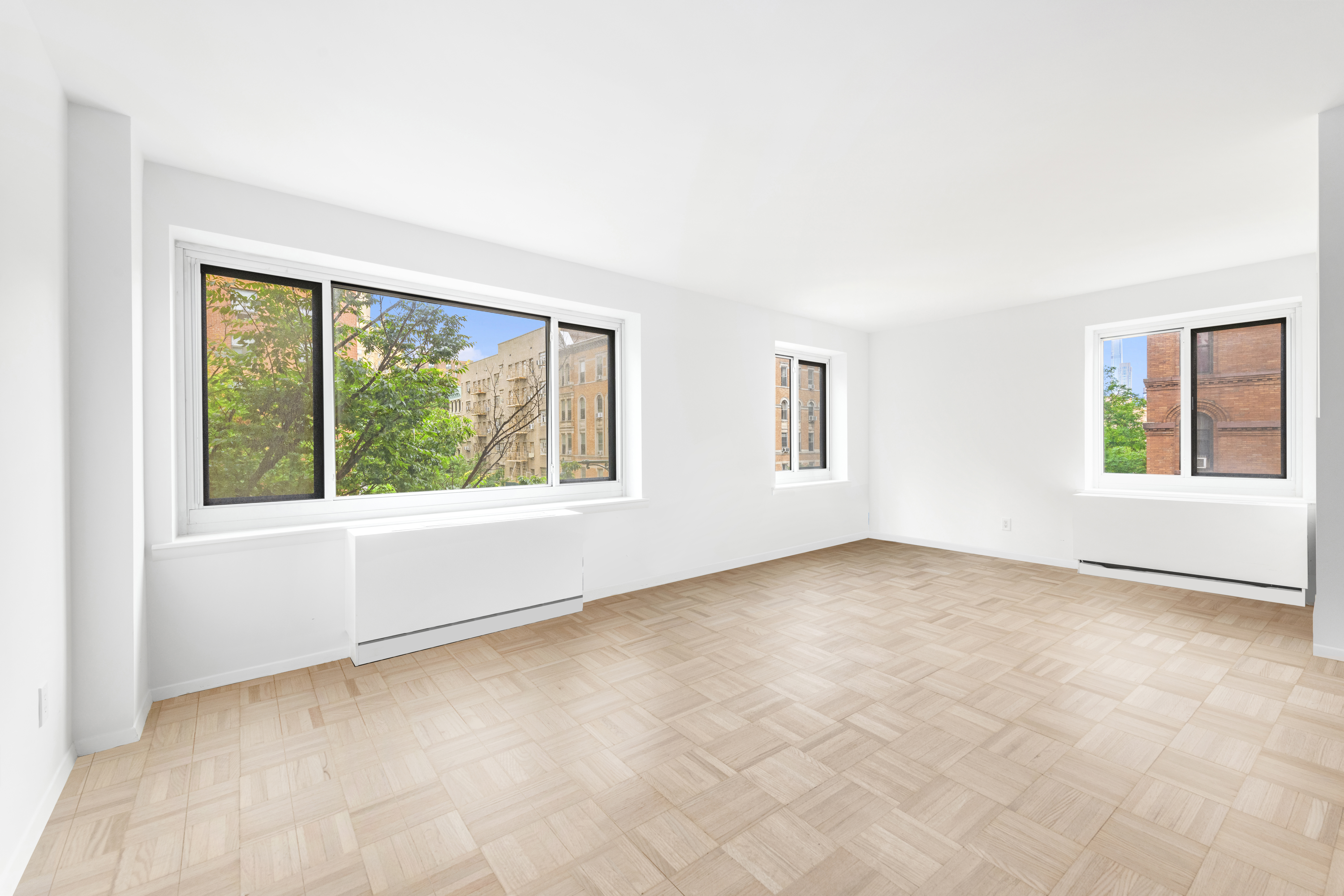 an empty room with windows