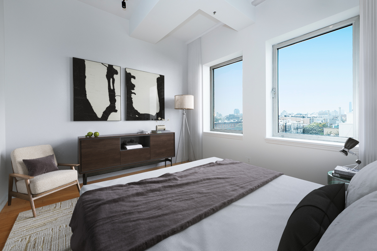 148 North 10th Street, Unit 5A Brooklyn, NY 11249 - Photo 3 of 9 a bedroom with a bed and a window