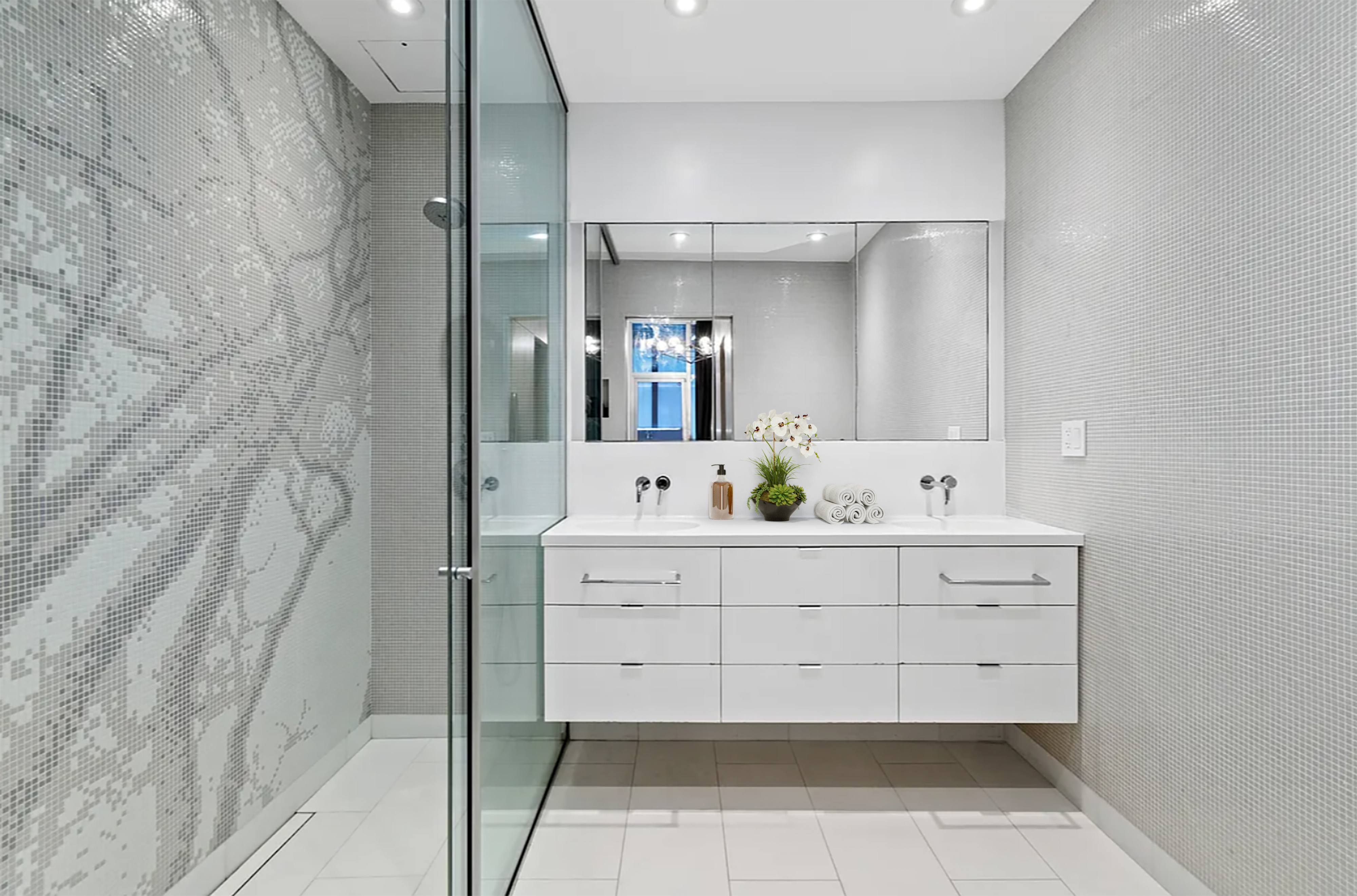 93 Reade Street, Unit 2 Manhattan, NY 10013 - Photo 5 of 9 a bathroom with a sink and a mirror