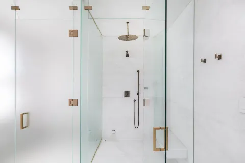 a bathroom with a shower