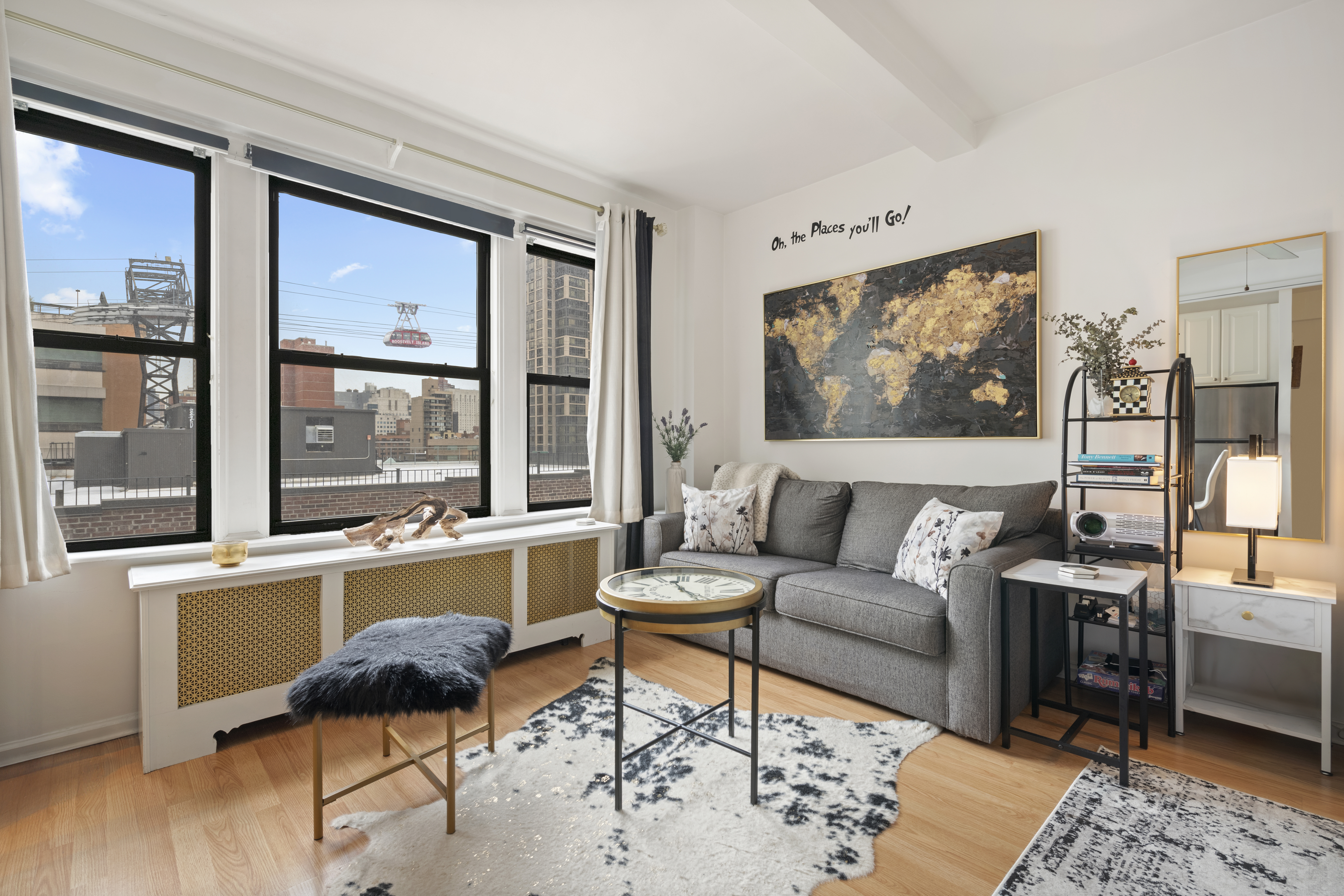 339 East 58th Street, Unit 9F Manhattan, NY 10022 - Photo 1 of 9 a living room with furniture and a flat screen tv