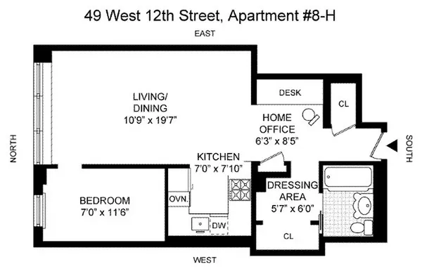 $725,000 | 49 West 12th Street, Unit 8H | Greenwich Village