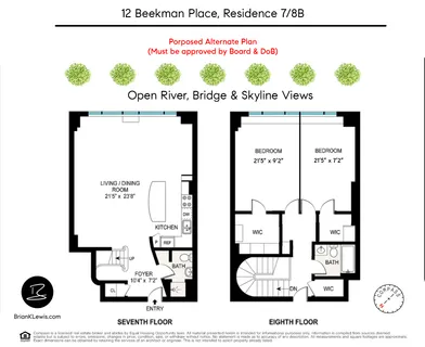 $1,195,000 | 12 Beekman Place, Unit 7/8B | Midtown East